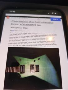 Chapman Guitars Ghost Fret Flame Blue Explorer.