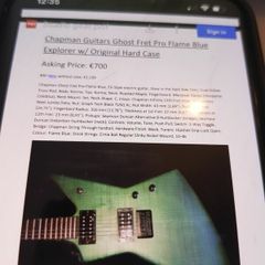 Chapman Guitars Ghost Fret Flame Blue Explorer.