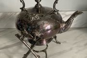 silverplate tea pot with stand