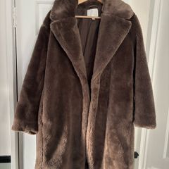 Brown fur coat H&M size small fits 8-12