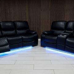 Rita Electric BLACK Leather Recliner Sofa Set