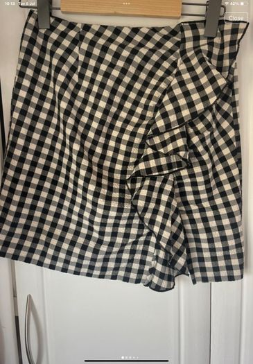 skirt H&M gingham size 38 (10) frill place & cream skirt