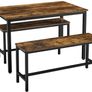 _Dining Table Kitchen Table Set 110 x 70 x 75 cm with 2 Benches 97 x 30 x 50 cm Metal Frame Kitchen Living Room Dining Room Industrial Design Vintage Brown Black Image 6