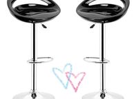 main image for ad Set of 2 ABS Bar Stools, for Dining Room, Kitchen, Counter, Bar, Vintage Brown (Black)