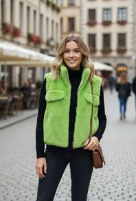 faux fur neon green vest
