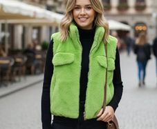 faux fur neon green vest