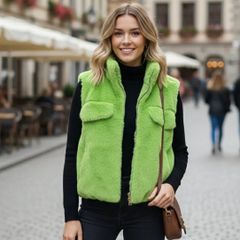 faux fur neon green vest