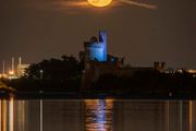 Harvest Moon Rising Over Blackrock Castle Framed Print