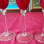 3 Piece Ruby Red Stemmed Swirl Champagne Flutes / Glasses Image 4