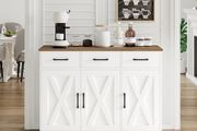 Sideboard, Kitchen Cabinet with 3 Drawers and 3 Doors for Kitchen, Buffet Cabinet with Worktop for Dining Room, Living Room, Wood, White &amp; Brown