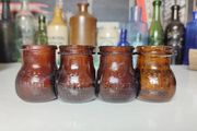 143 - Set of 4 Vintage 2oz Bovril Dark Brown Glass Embossed Letters Collectible Decorative Jars