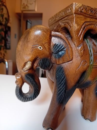Vintage hardwood elephant plant stand