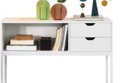 Console Table Side Table Entryway Table 2 Drawers and 1 Compartment Metal Frame