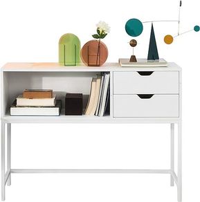 Console Table Side Table Entryway Table 2 Drawers and 1 Compartment Metal Frame