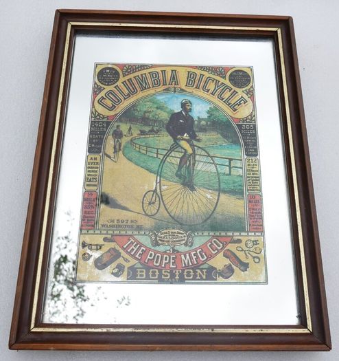 Vintage Columbia Bicycle mirror - Pope Mfg Co advertising