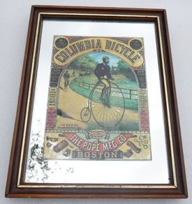 Vintage Columbia Bicycle mirror - Pope Mfg Co advertising