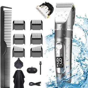Hair Clippers, Professional Hair Trimmer Cordless Clippers Beard Shaver Electric Haircut Kit IPX7 Waterproof USB Rechargeable LED Display Beard Trimmer for Men and Family Use (FREE POSTAGE)