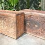 Vintage Handmade Storage Boxes, Wooden Carved Boxes 6" x 4" H 2,3" Image 2