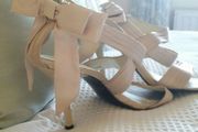 Schuh Champagne Satin Sandals with Bow