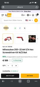 Milwaukee 2101-22 M4 1/4 Hex Screwdriver Kit W/2 Bat