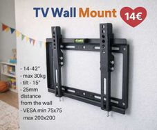 Tv Wall Mount Bracket Flat Tilt 14" - 42"