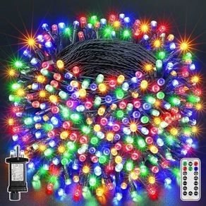 Christmas Tree Lights Outdoor, 20m 200 LED Fairy Lights Mains Powered, Colour Waterproof String Light with Plug/Remote/Modes/Timer, Bright Lighting Outside Indoor Garden Xmas Decorations