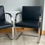 Pair of Black Cantilever Armchairs, Chrome Metal Frame, Retro Modern Image 2
