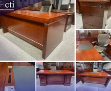 Executive Walnut Veneer Desks Incl. Pedestals- New