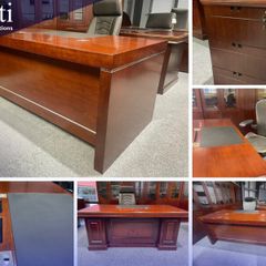Executive Walnut Veneer Desks Incl. Pedestals- New