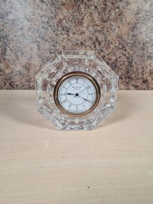 Waterford Crystal Octagonal octagon mantle desk clock roman numerals
