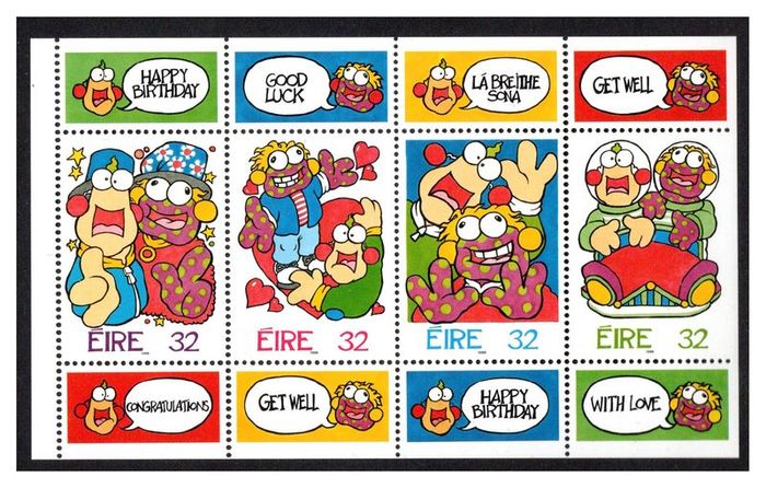 1996 Ireland Greeting Zig & Zag  Commemorative Stamps Booklet Pane Mint Never Hinged (MNH. Hibernian HP83