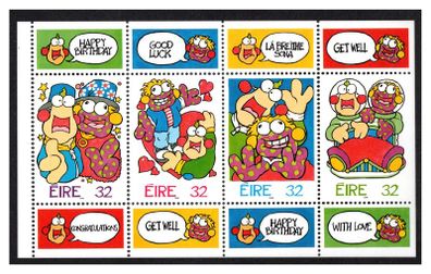 1996 Ireland Greeting Zig & Zag  Commemorative Stamps Booklet Pane Mint Never Hinged (MNH. Hibernian HP83