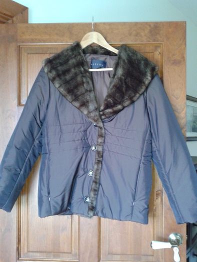 Alexon Brown/Wine Fur collar jacket