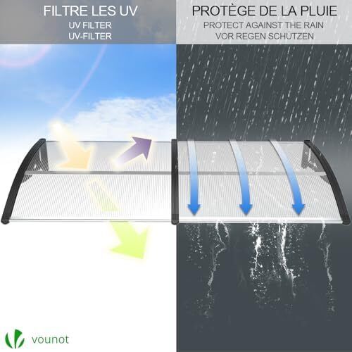 Front Door Canopy Outdoor Awning, Rain Shelter for Back Door, Porch, Patio, Window, 200 x 80 cm, Black