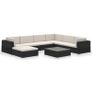 8 Piece Garden Lounge Set with Cushions Poly Rattan Black Image 2