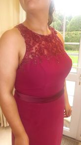 Beautiful burgundy long debs dress or bridesmaids dress.