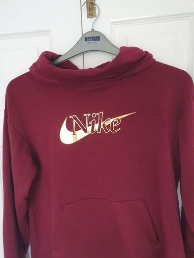 nike icon funnel neck hoodie size xs burgundy in excellent condition