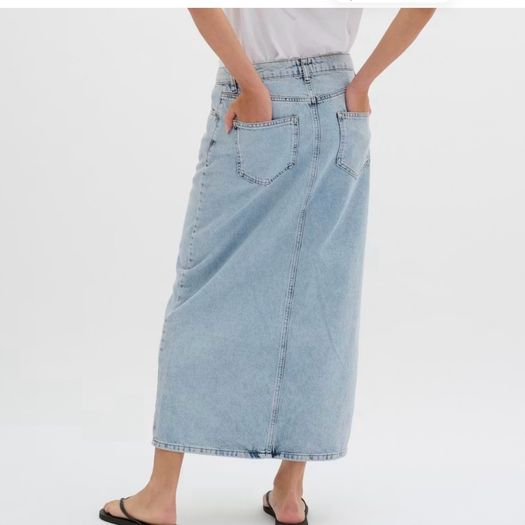 My Essential Wardrobe Denim Maxi Skirt Light Blue Wash