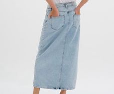 My Essential Wardrobe Denim Maxi Skirt Light Blue Wash