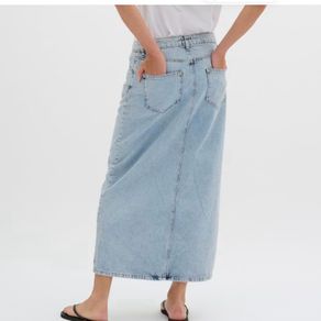 My Essential Wardrobe Denim Maxi Skirt Light Blue Wash