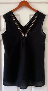 Size 12  Black Linen Mix Top by Peruzzi