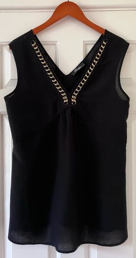 Size 12  Black Linen Mix Top by Peruzzi