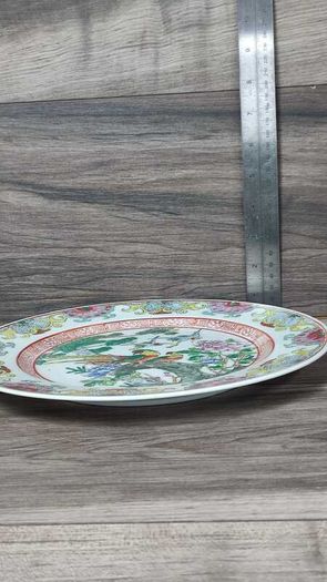 Qianlong Chinese Antique Plate 10 Inch 26cm Paradise Birds Flowers