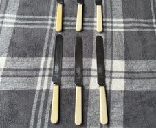 Vintage Sheffield England Table Knives Set of 6 Faux Ivory Handles