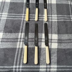 Vintage Sheffield England Table Knives Set of 6 Faux Ivory Handles