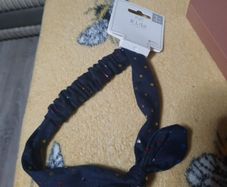 navy headband with tiny hearts