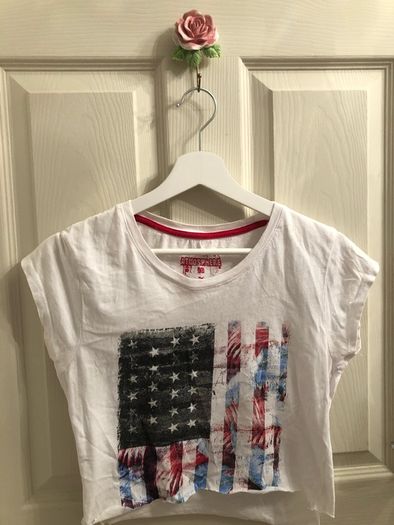 American Print Frayed Tshirt