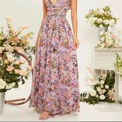 Pink Floral Summer Maxi Dress