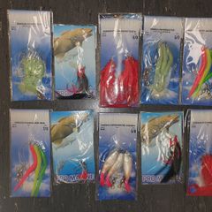 No#1 - NEW - Set of 10 packs Strong Sea Rigs Feathers on Big Hooks 5/0, 6/0 and 7/0 - Bait Trace Paternoster Lures Cod Pollock Ling Conger Bass Mackerel