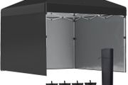 3 x 3 (M) Pop Up Gazebo Event Shelter, Height Adjustable Party Tent with 3 Sidewalls, Weight Bags and Wheeled Bag